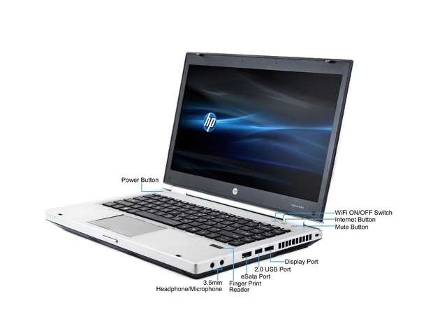 HP EliteBook 8460P 14" Laptop, 2.5GHz Intel i5 Dual Core Gen 2, 4GB RAM, 500GB SATA HD, Windows 10 Home 64 Bit (Renewed)