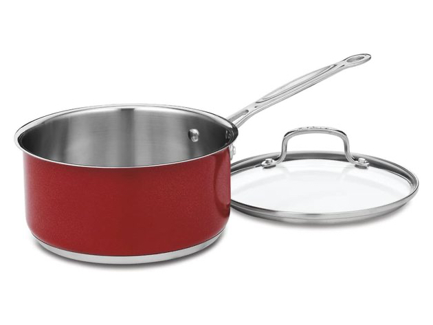 Cuisinart CS193-20MR Chef's Classic Stainless 3-Quart Saucepan with Cover, Metallic Red - Red