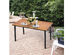 Costway 55'' Patio Rattan Dining Table Acacia Wood Table Top Umbrella Hole - Wood