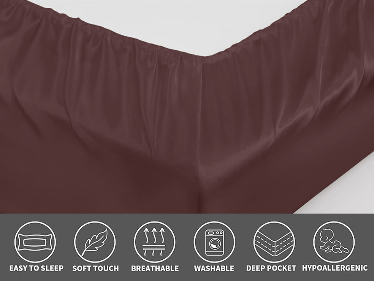 Silky-Soft Satin 4-Piece Sheet Set (Chocolate/Queen)