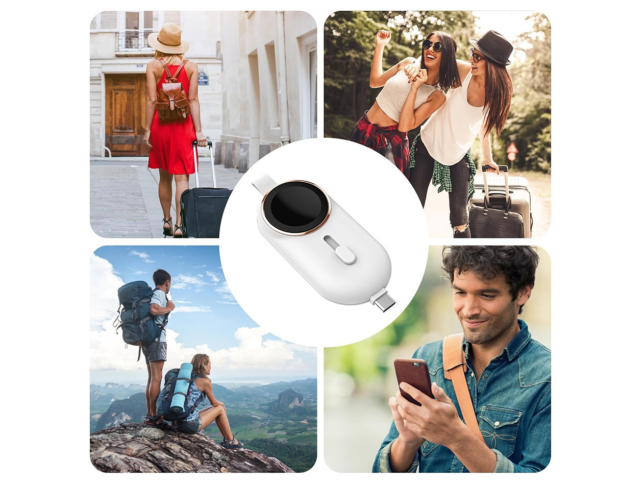 Charge Fob 2000mAh USB-C Power Bank & Apple Watch Charger (White)
