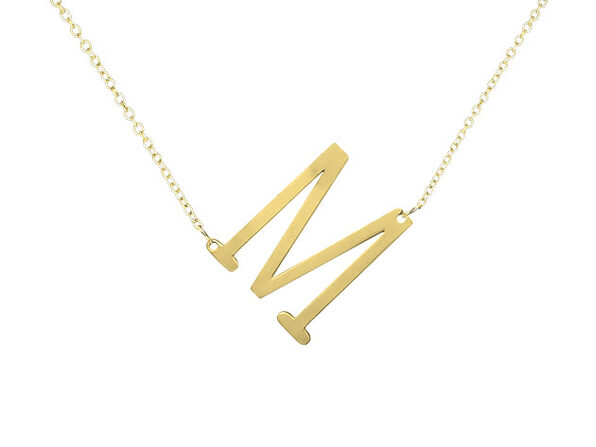 AURUM + GREY 9ct Gold M Initial Pendant Necklace