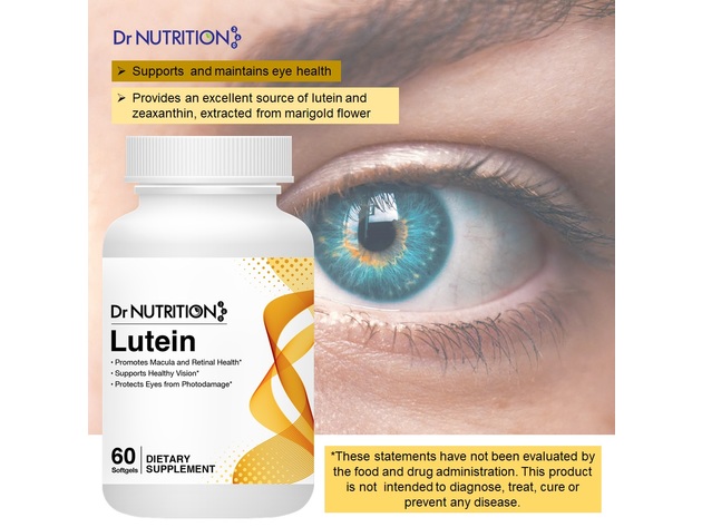 Dr Nutrition 360 Lutein 10 mg - Promotes Macula and Retinal Health 60 Softgels, 1 Month Supply Dietary Supplement