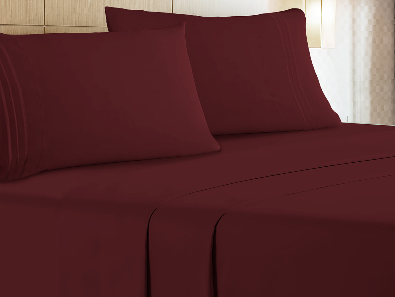 The Luxe 4-Piece Microfiber Bed Sheet Set (Maroon/Queen)