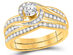 1/2 Carat (ctw H-I, I1-I2) Diamond Engagement Swirl Ring Bridal Wedding Set in 10K Yellow Gold - 8