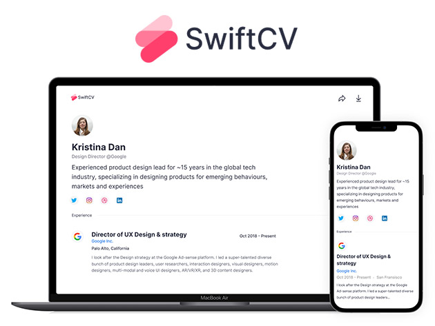SwiftCV Professional Website Builder: Lifetime Subscription