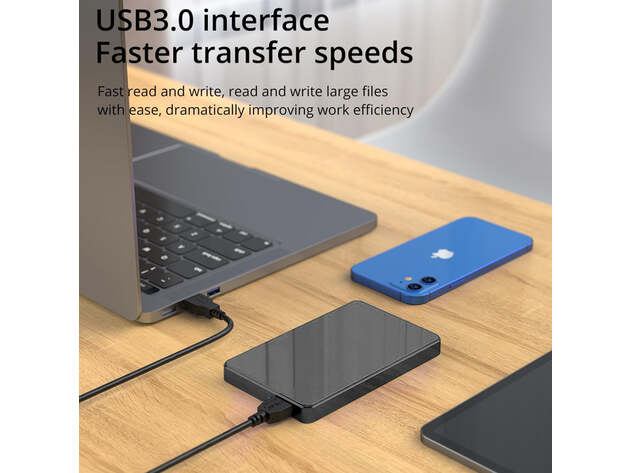 Slim Portable USB 3.0 External Hard Drive - 1TB (White)
