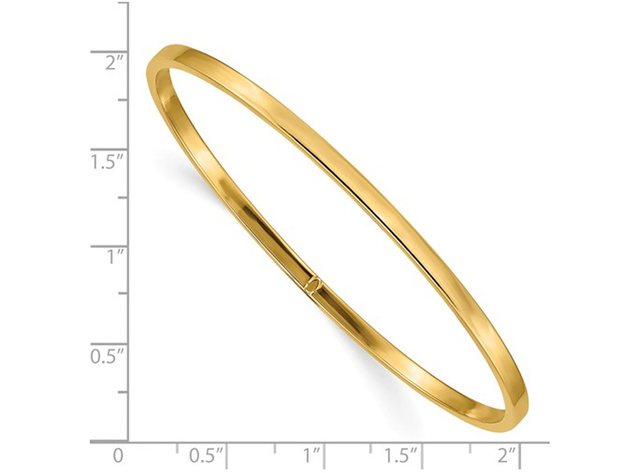 Polished Slip On Square Tube Bangle in 14K Yellow Gold (3.00 mm)