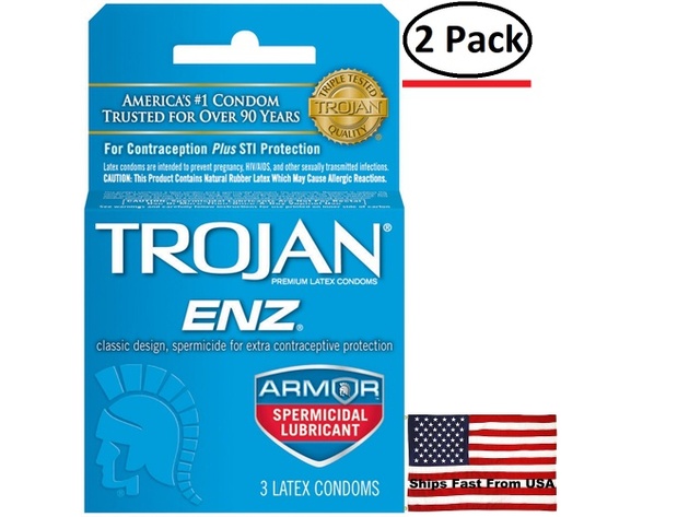 2 Pack ) Trojan Enz Armor Spermicidal Lubricated Condoms image