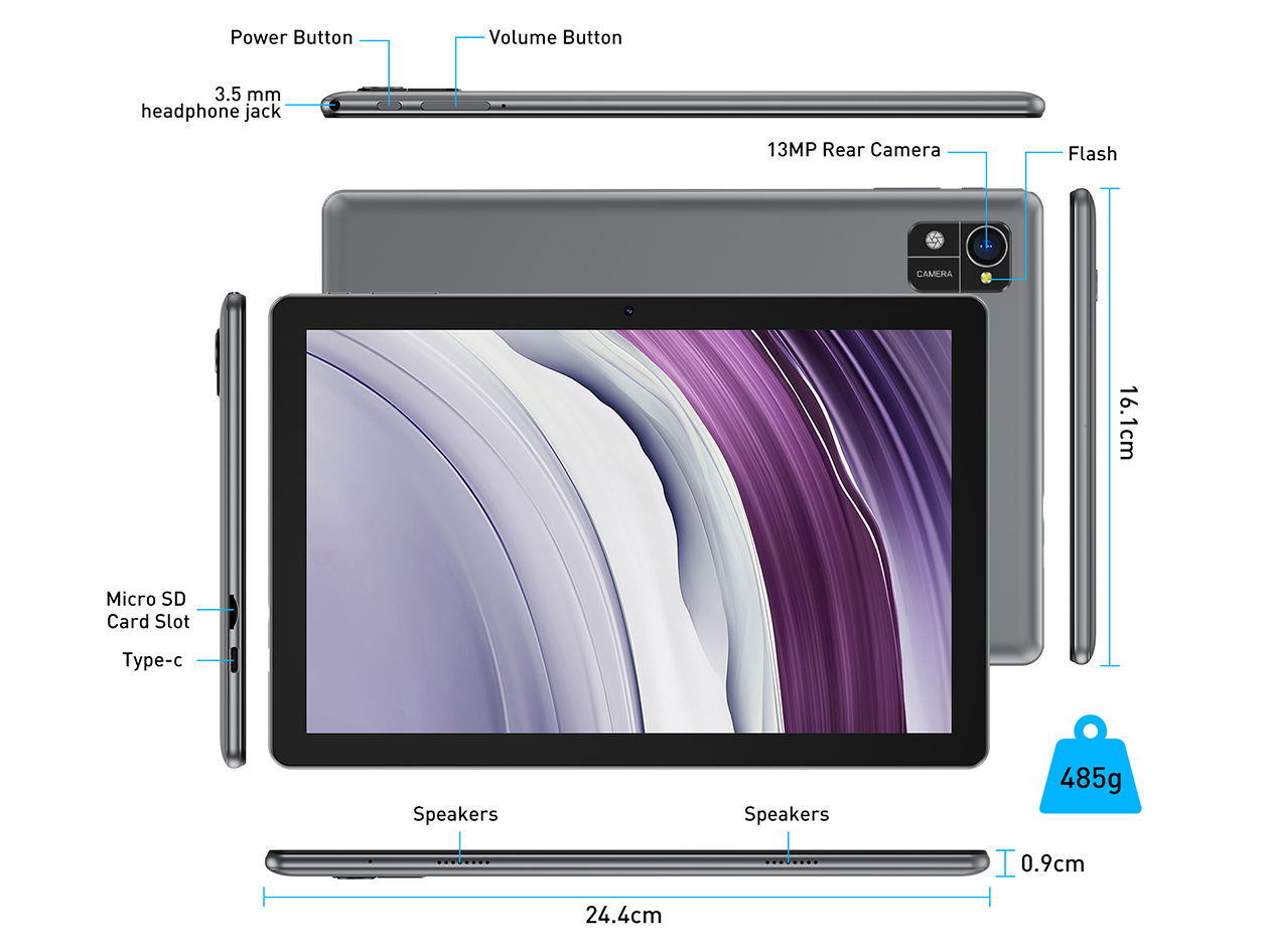 N02 PRO 10" Android 13 Tablet 12GB RAM 128GB Storage (With Bluetooth Keyboard & Case)