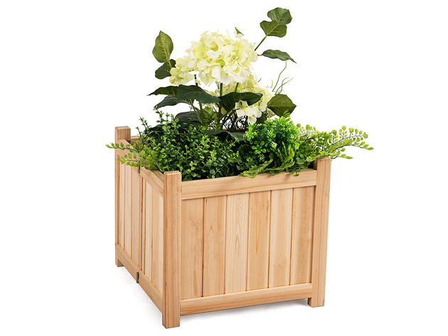 Costway Square Wood Flower Planter Box Raised Vegetable Patio Lawn Garden Folding