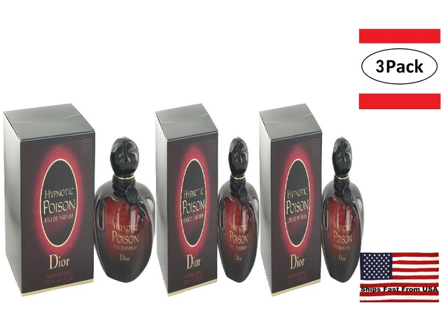 3 Pack Hypnotic Poison by Christian Dior Eau De Parfum Spray 3.4 oz for  Women