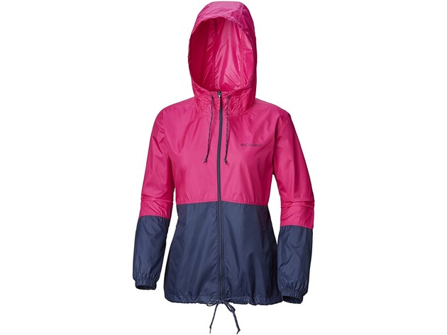 Columbia Women's Flash Forward Windbreaker, Water & Stain Resistant Haute Pink/ Nocturnal Size 1X