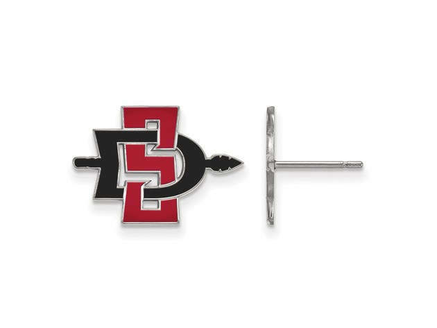 NCAA 14k White Gold San Diego State University Small Post Earrings