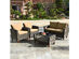 Costway 4 Piece Patio Rattan Furniture Set Solid Wood Leg Cushioned Sofa Garden Lawn