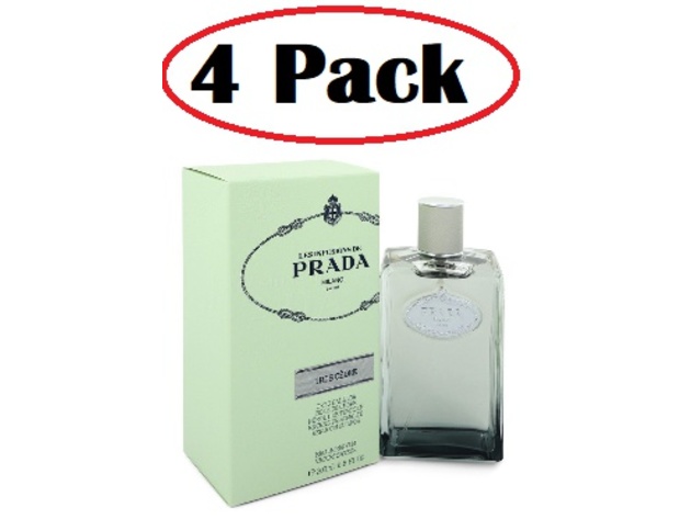 4 Pack of Prada Infusion D'Iris Cedre by Prada Eau De Parfum Spray (Unisex) 6.8 oz