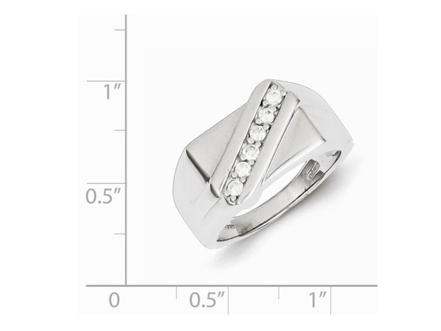Mens Synthetic Cubic Zirconia (CZ) Band Ring in Sterling Silver - 10