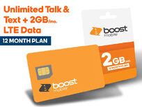 Boost Mobile Prepaid: Unlimited Talk & Text + 2GB LTE Data (12-Month Subscription) - Product Image