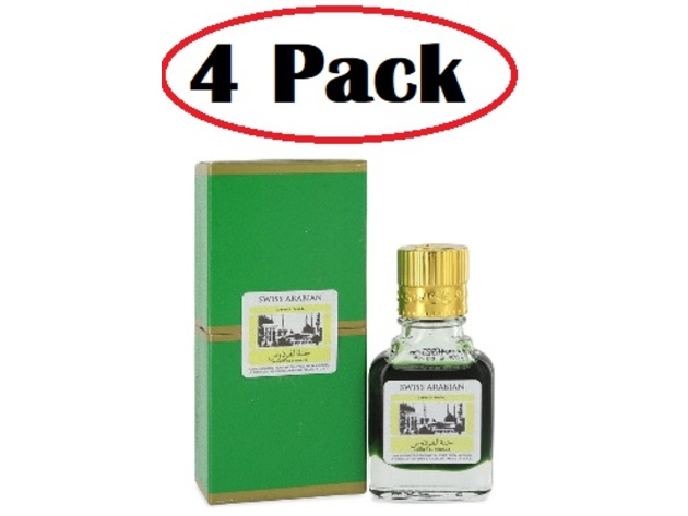 4 Pack of Jannet El Firdaus by Swiss Arabian Concentrated Perfume Oil Free From Alcohol (Unisex Green Attar) .30 oz