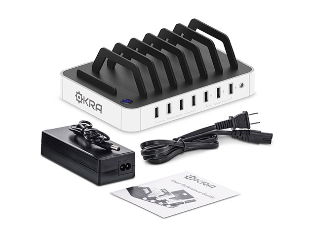 Okra 7-Port USB Desktop Universal Charging Station (White)