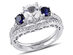 Created White & Created Blue Sapphire 2 Carat (ctw) with Diamond 1/3 Carat (ctw) Engagement Ring and Bridal Wedding Set 10K White Gold - 10