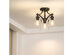 Costway 3-Light Semi Flush Mount Ceiling Light Fixture Vintage Clear Glass Pendant Lamp - Black