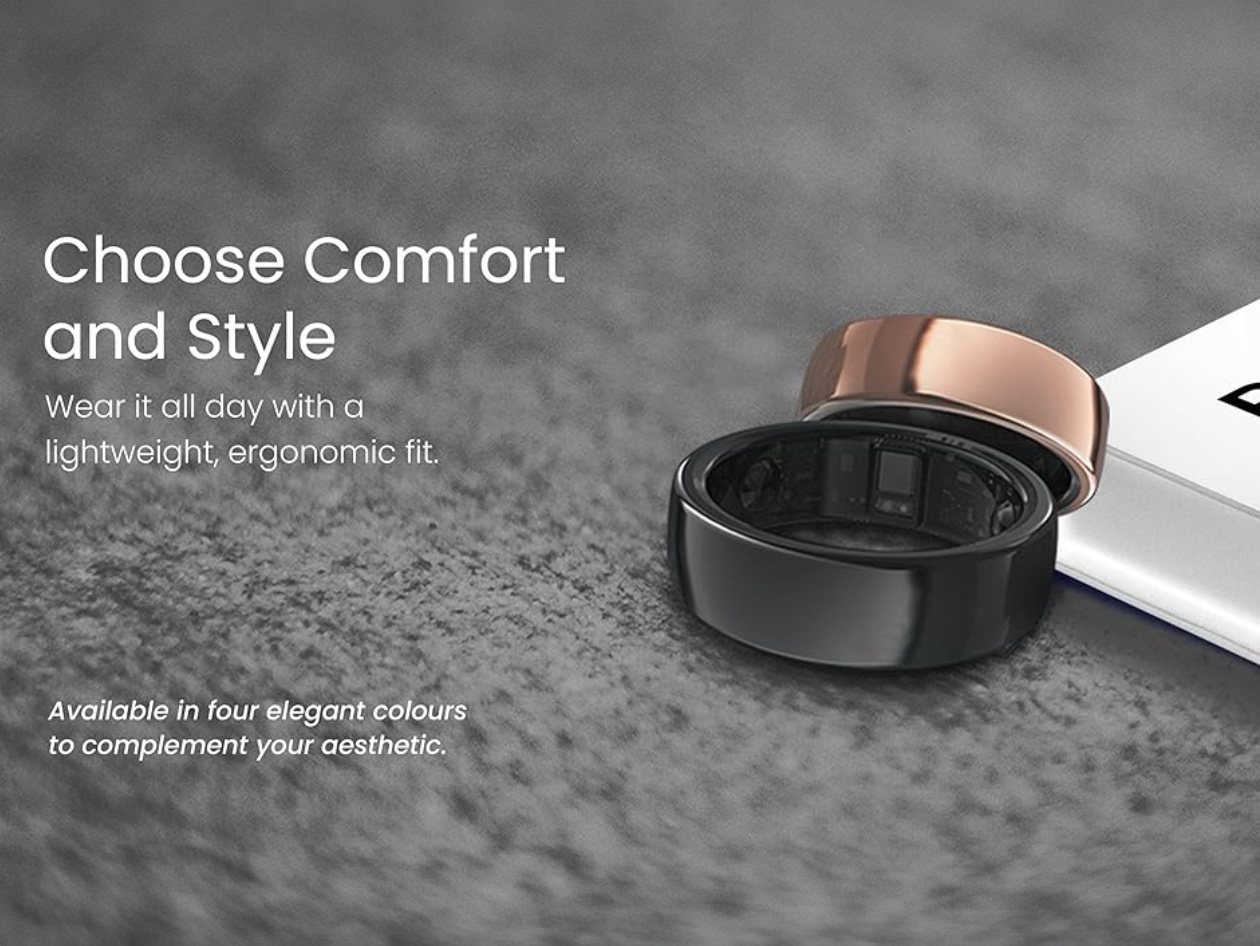 aaboRing Smart Health Ring (Black/Size 10)