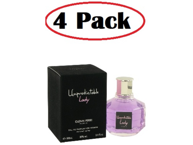 4 Pack of Unpredictable Lady by Glenn Perri Eau De Parfum Spray 3.4 oz