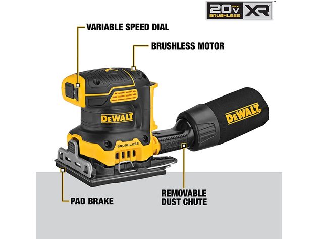 Dewalt DCW200B 20V MAX* XR Palm Sander, Sheet, Variable Speed, 1/4", Tool Only (Used)