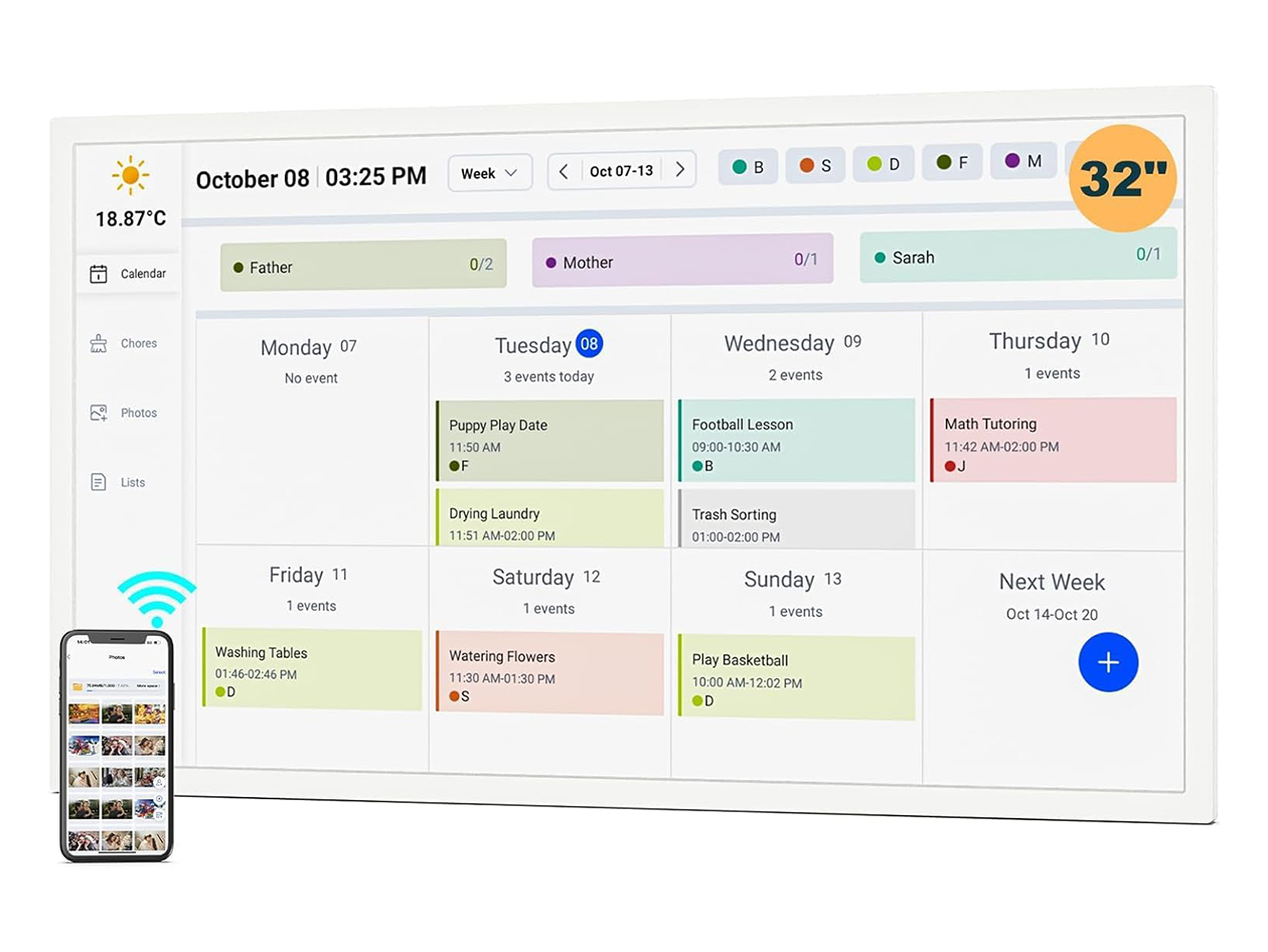 HD Touchscreen Digital Calendar & Chore Chart (32-Inch)