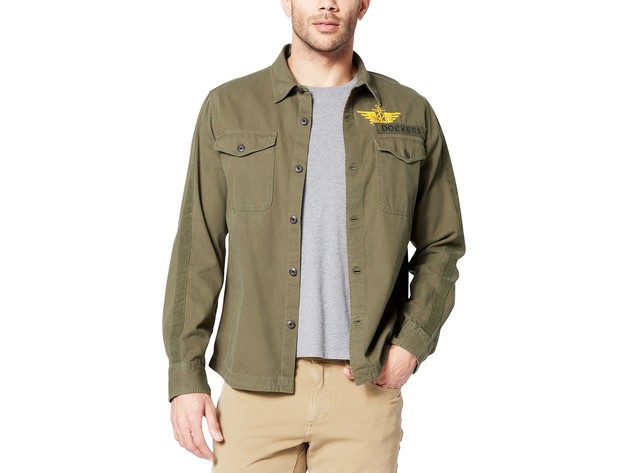 Dockers Men's Military Shirt Jacket Green Size Medium