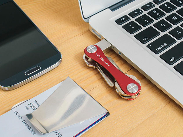 KeySmart 2.0 Compact Key Organizer with 8GB USB Drive (Red)