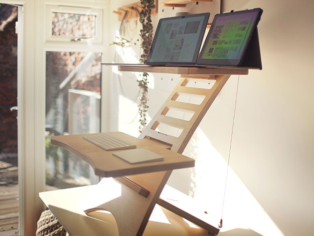 Stan Desk: Adjustable Standing Desk (Stan2/Natural + 95cm Wider Shelf)