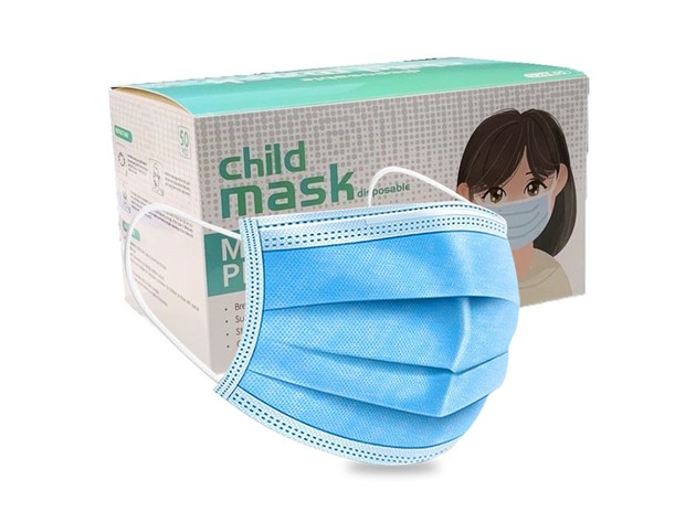 Esvee Professional Child Disposable Face Mask - 3 Ply Breathable Multi Layer Protection with Stretchable Ear Loops (Pack of 50)