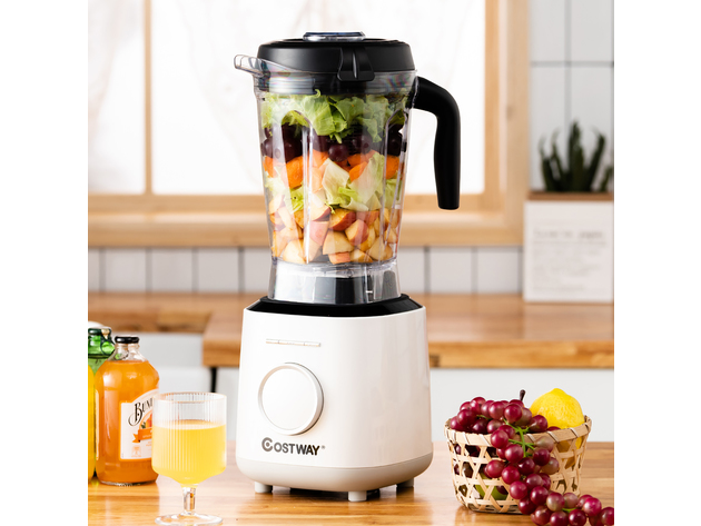 Costway 1500W Countertop Smoothies Blender 10 Speed w/ 6 Pre-Setting Programs - White