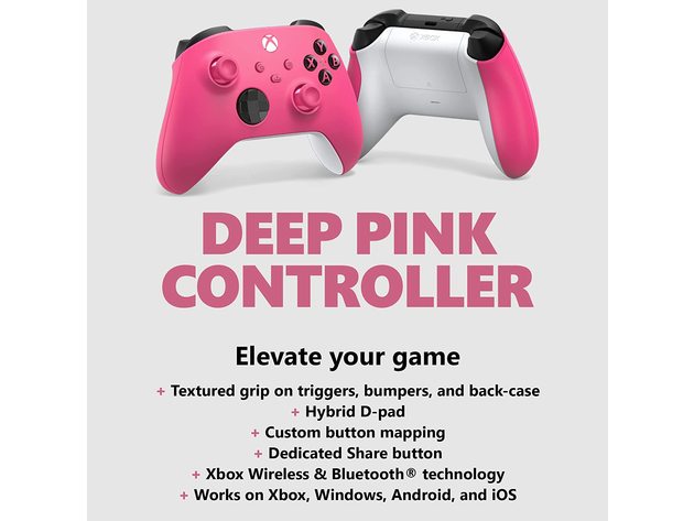 Microsoft Xbox Wireless Controller for Xbox and Windows Devices Deep Pink (Refurbished)