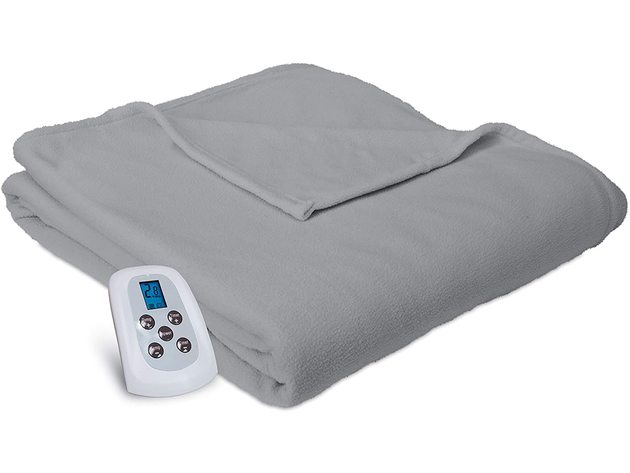 Serta Microfleece Electric Heated Warming Blanket - Gray