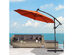 Costway 10FT Patio Offset Umbrella Solar LED 360degrees Rotation Orange - Orange