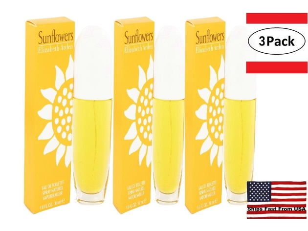 3 Pack SUNFLOWERS by Elizabeth Arden Eau De Toilette Spray 1 oz for Women