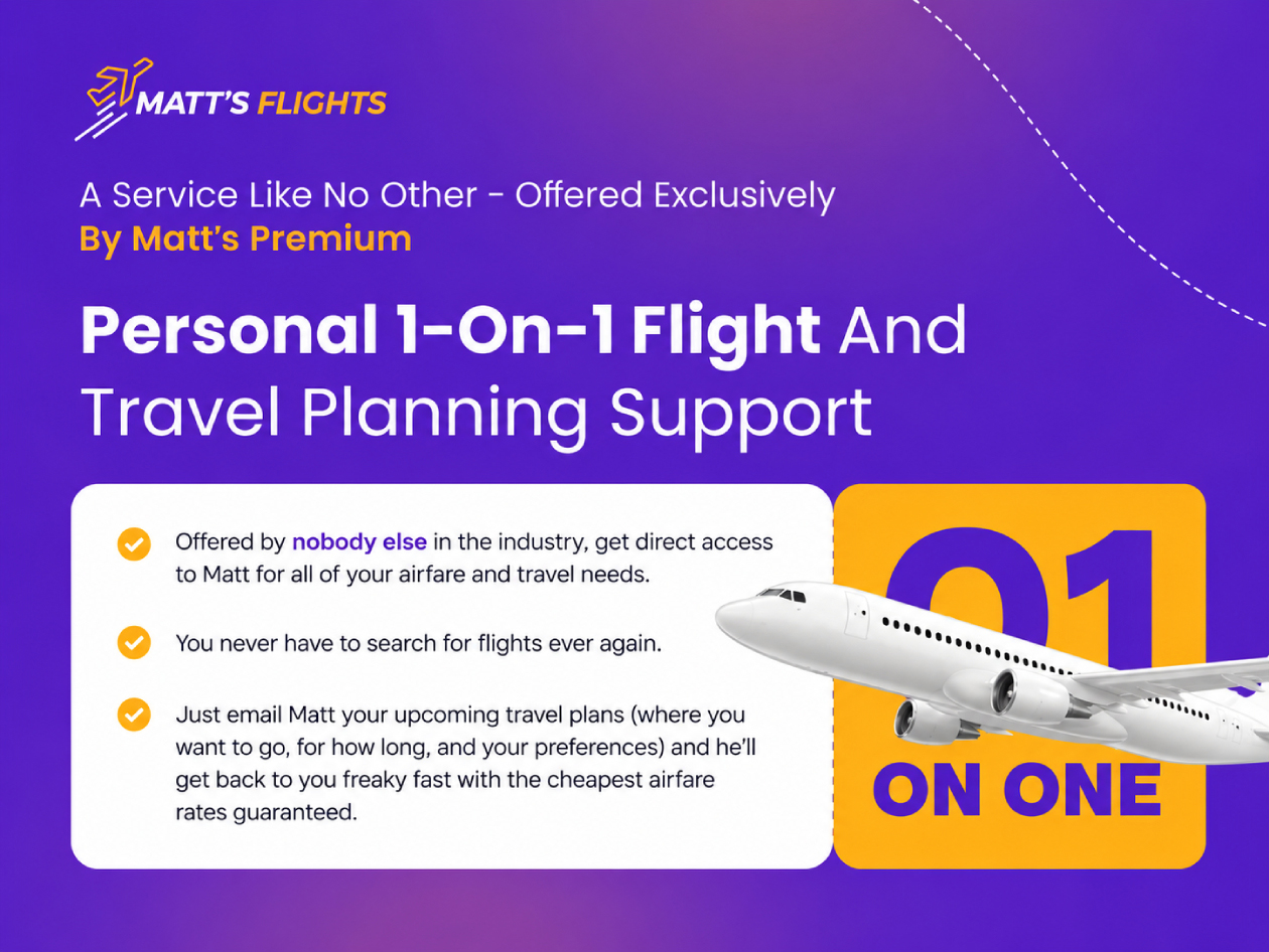 Matt's Flights Premium Plan Lifetime Subscription: Save up to 90% on Domestic & International flights