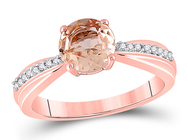 3/4 Carat (ctw) Lab Created Morganite Ring in 10K Rose Gold with Accent  Diamonds - 8 | StackSocial