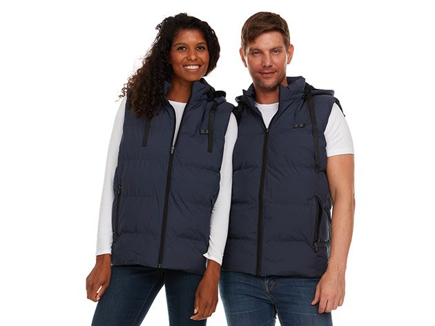 Helios Paffuto Heated Unisex Vest with Power Bank (Blue/XL)