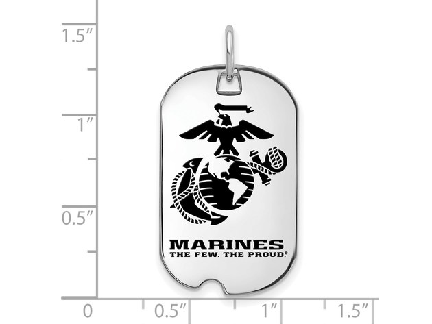 Sterling Silver U.S. Marine Corps Epoxy Dog Tag Pendant