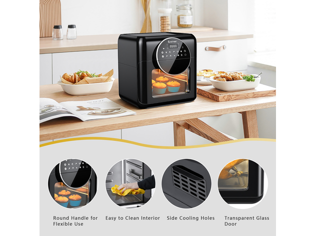 Costway 8-in-1 Air Fryer 10.6QT Digital Toaster Oven Rotisserie w/ Accessories - Black