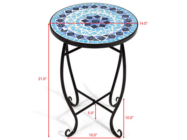 Costway Outdoor Indoor Accent Table Plant Stand Cobalt Blue Color Scheme Garden Steel - Multicolor