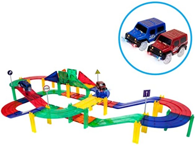 PicassoTiles Race Car Track Building Block Educational Toy Set, 50 Piece
