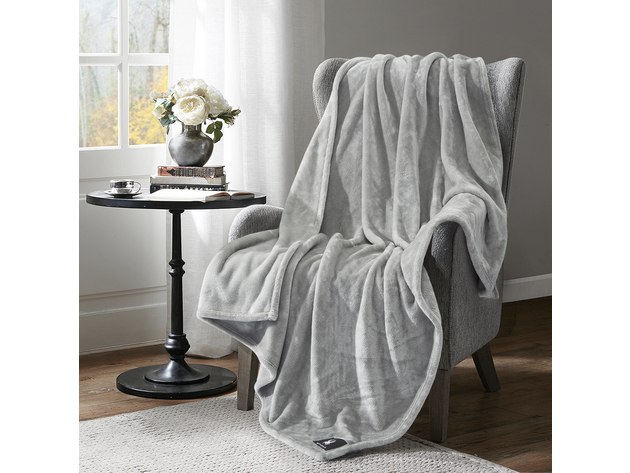 Spyder Flannel Ultra Plush Throw Blanket Interwoven Strength - Oversized Throw 50"x70" Grey