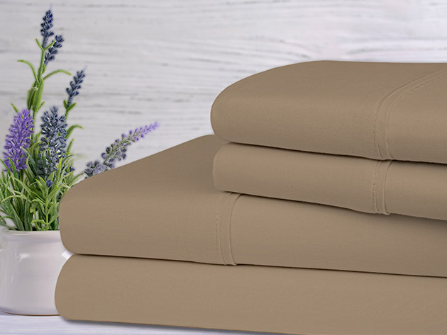 Bamboo 4-Piece Lavender Scented Sheet Set (Taupe/Full)