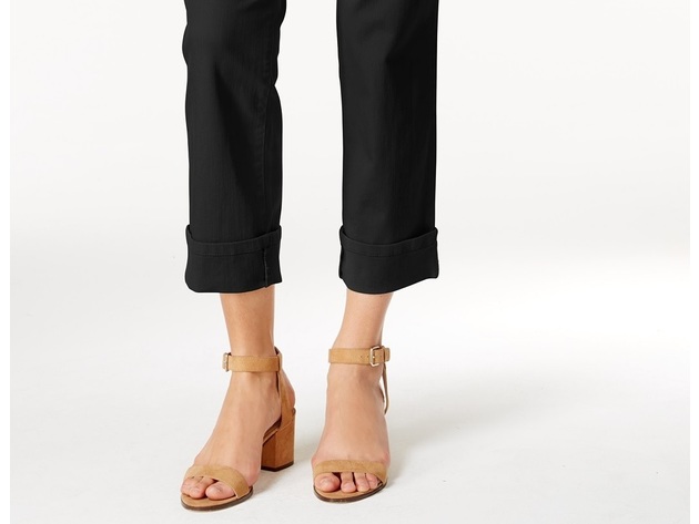 Style & Co Women's Curvy Cuffed Capri Jeans Black Size 18