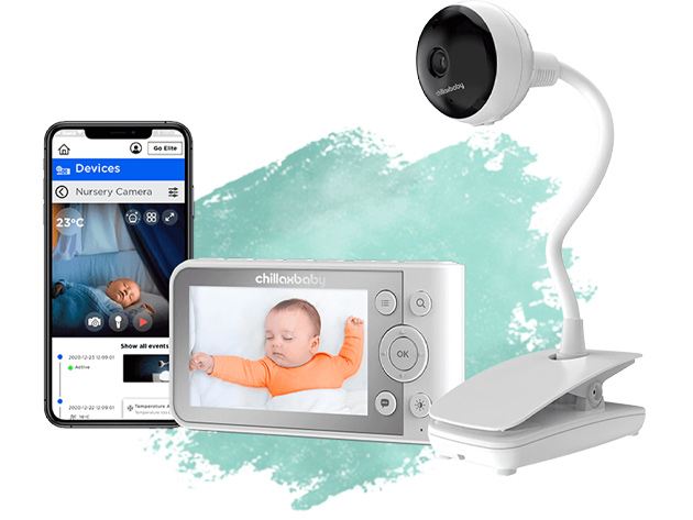 长颈鹿凸轮Pro柔性智能婴儿监视器与多功能夹基底座